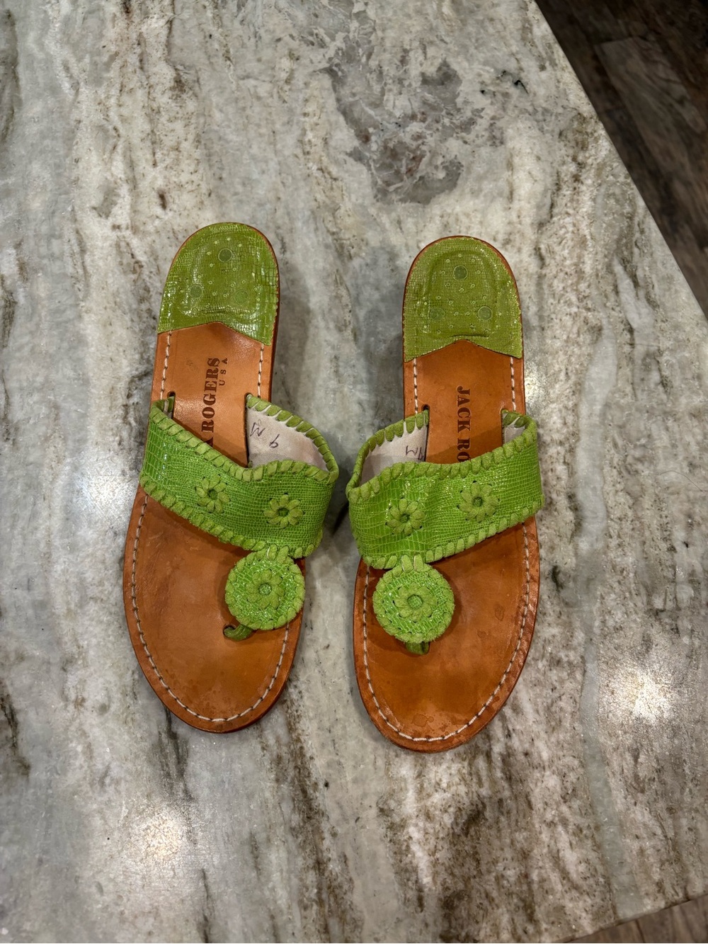 Lime green Jack rogers wedge sandal size 9